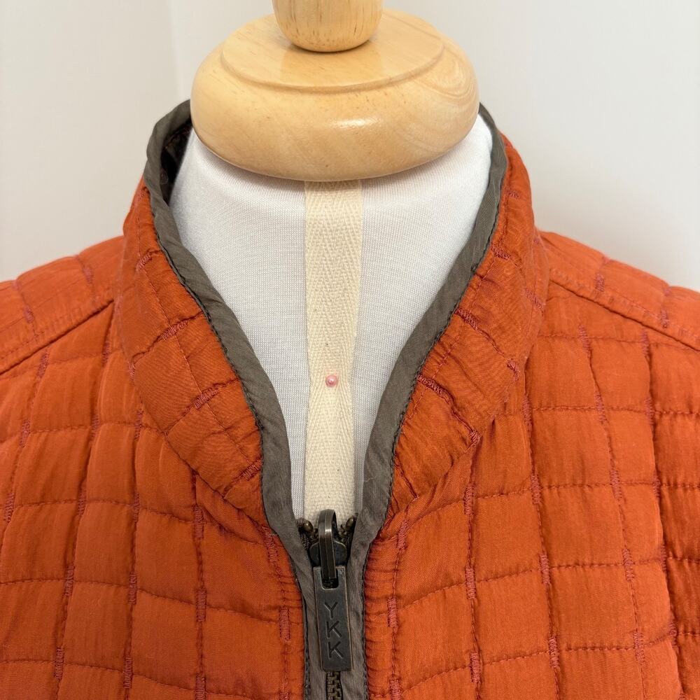 Oleg Cassini Reversible Quilted Silk Jacket Olive Green Burnt Orange Medium - Picture 12 of 16